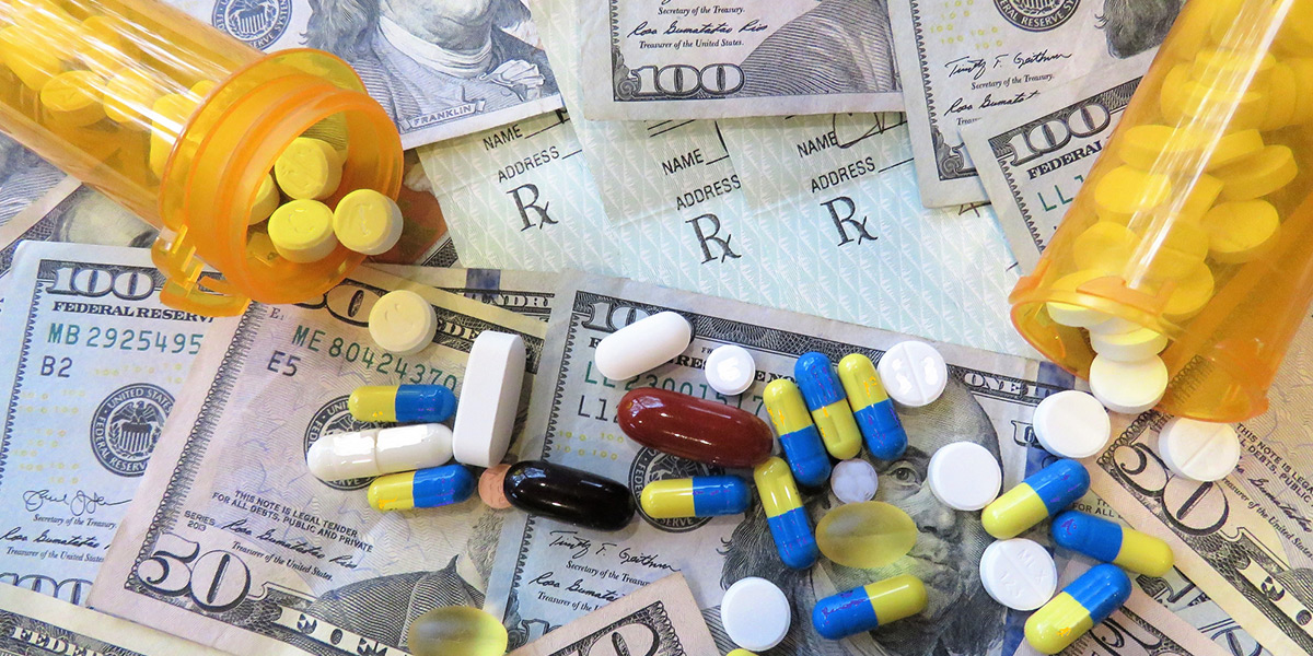 Opioid-medication-on-a-background-with-money-and-prescriptions